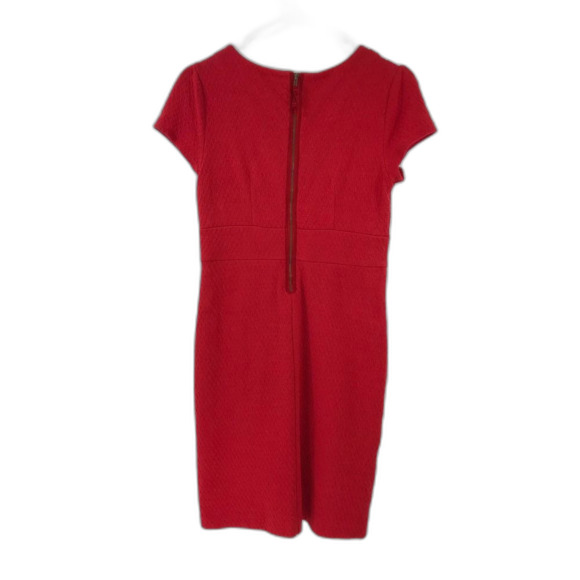 Anthropologie Maeve Red Splitshade Tulip Hem Dress Cap Sleeve V-neck Size Medium - Picture 2 of 12